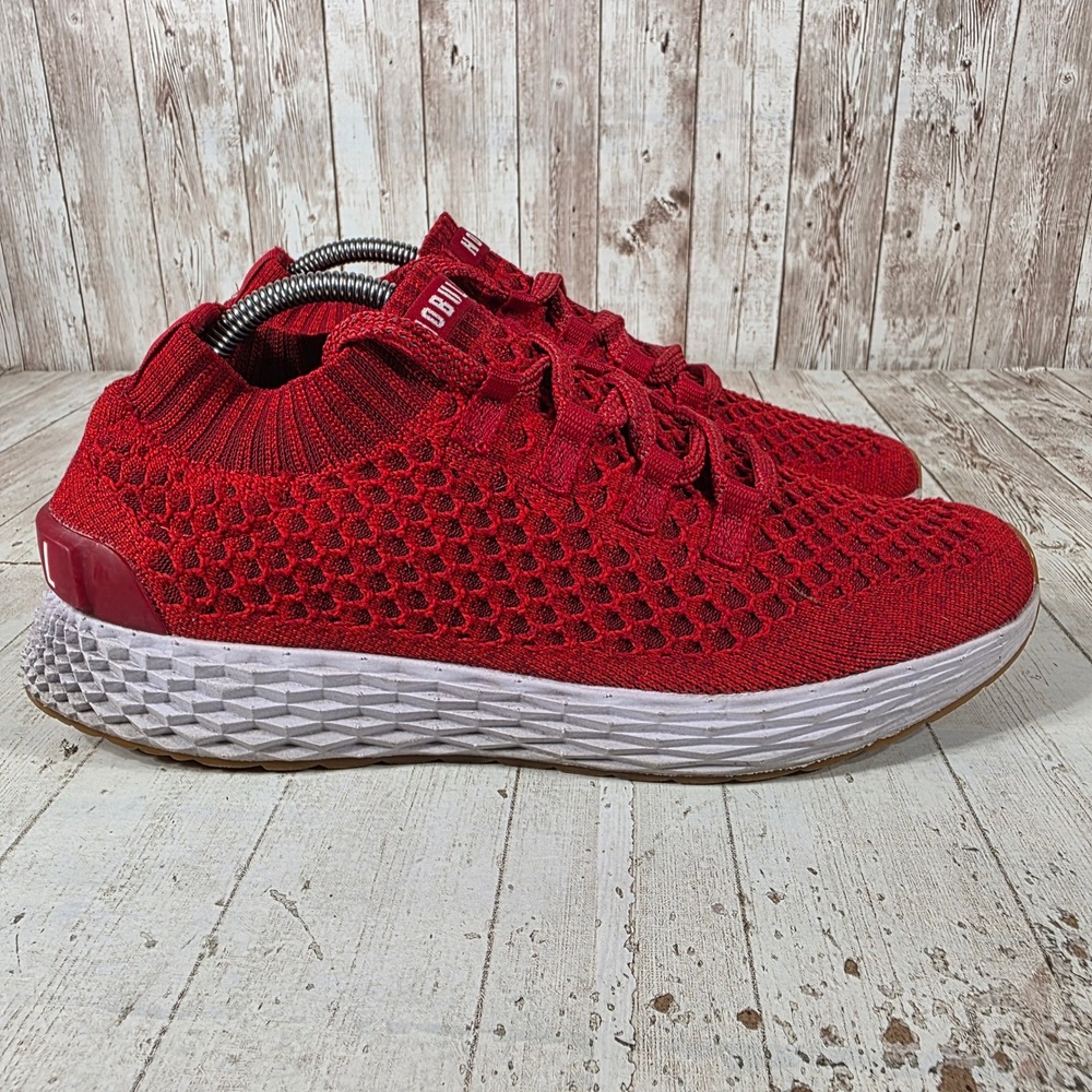 NOBULL Mens Knit Runner Red White Gum Athletic Training Shoes Size 9